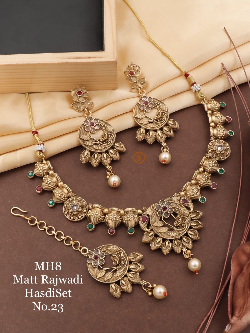 8 MH Golden Plated Matte Rajwadi Hasadi Set Wholesale Shop In Surat
